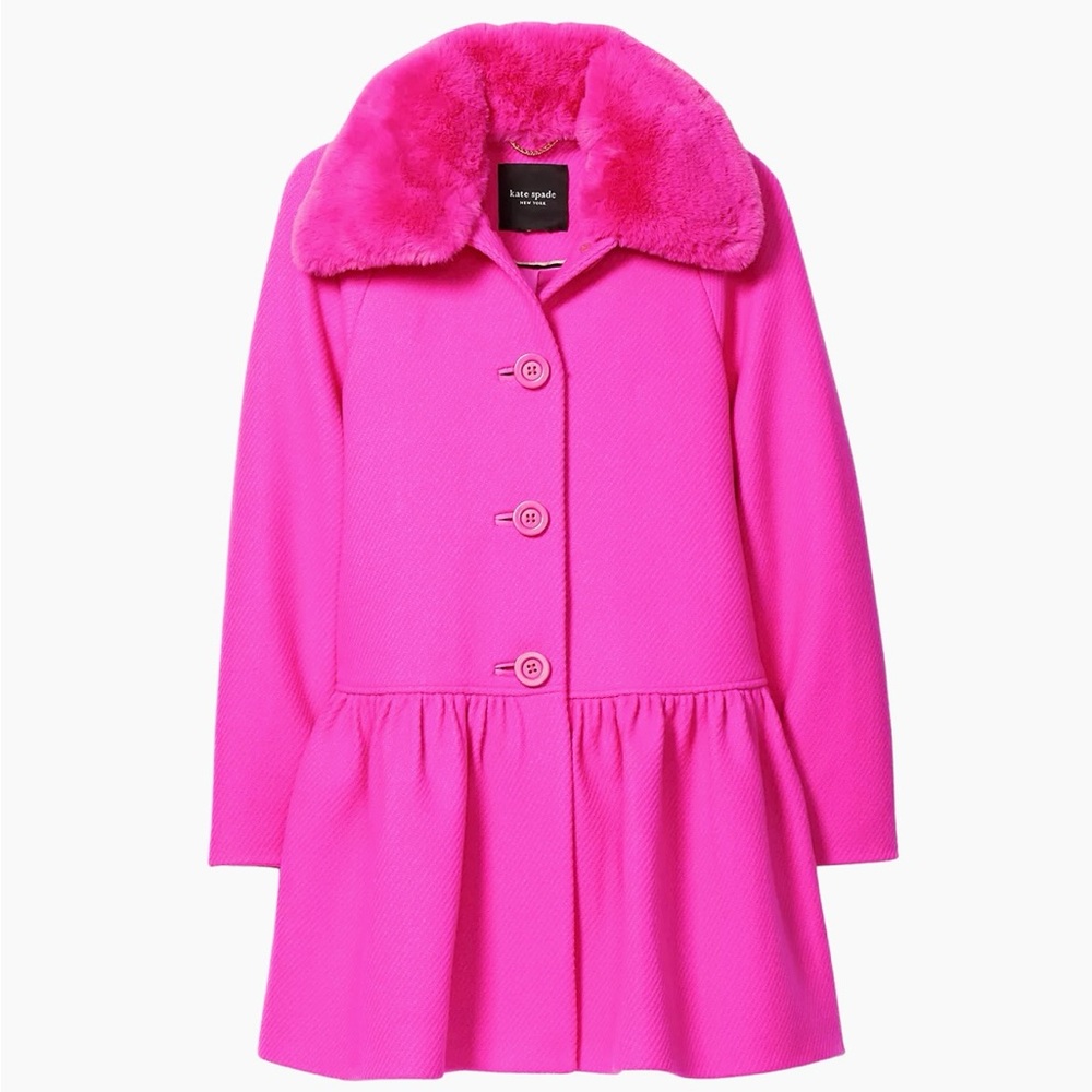 kate spade new york
Mainline Wool-Blend Flounce Coat. The hottest brightest pink